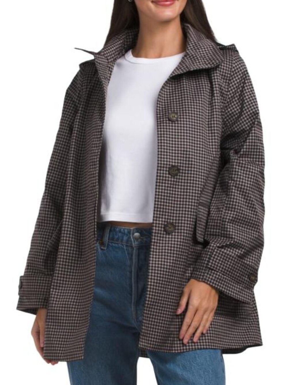 BERNARDO Gingham Raincoat